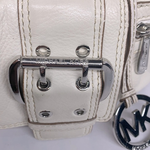 MICHAEL KORS Cream Pebbled Leather Satchel Purse - Picture 3 of 13